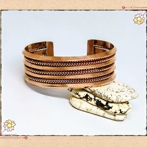 Tahe Navajo Copper Signed Wide Cuff Bracelet